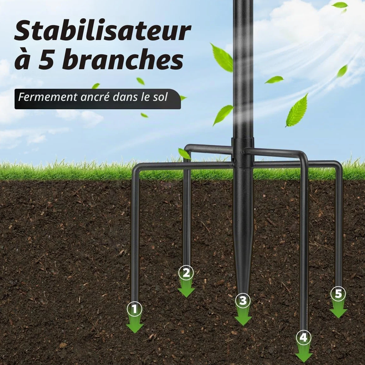 Support de suspension pour mangeoire à oiseaux 196 cm noir
