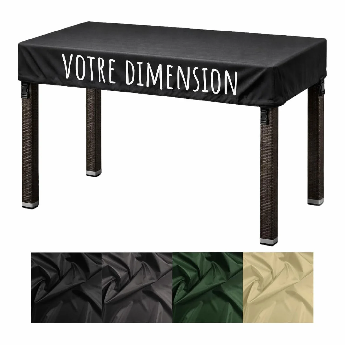 Housse de table personnalisée sur mesure pour tables de jardin, protection extérieure respirante coupe-vent imperméable
