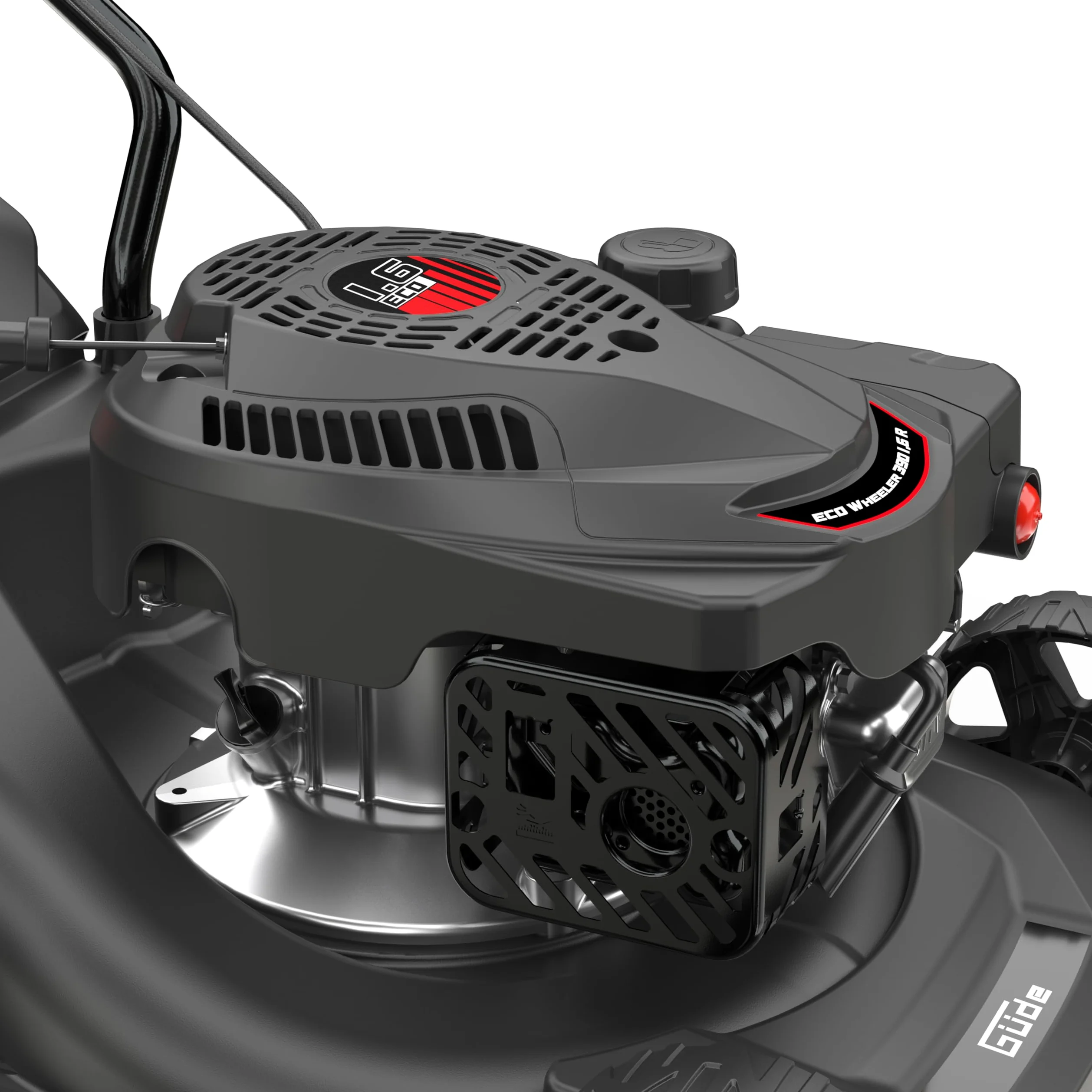 Güde Tondeuse à Gazon ECO Wheeler 390 1,6 R (Moteur à Essence 4 Temps 1,6/2 (KW/PS), Largeur de Coupe 390 mm, Dispositif de Capture 35 l, 3 Niveaux de Hauteur de Coupe 30-66 mm, Tonte, Collecte,