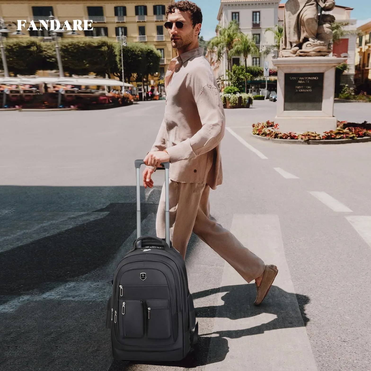 FANDARE Sacoche à roulettes pour Ordinateur Portable 15.6 Pouces Imperméable Trolley Sac de Voyage