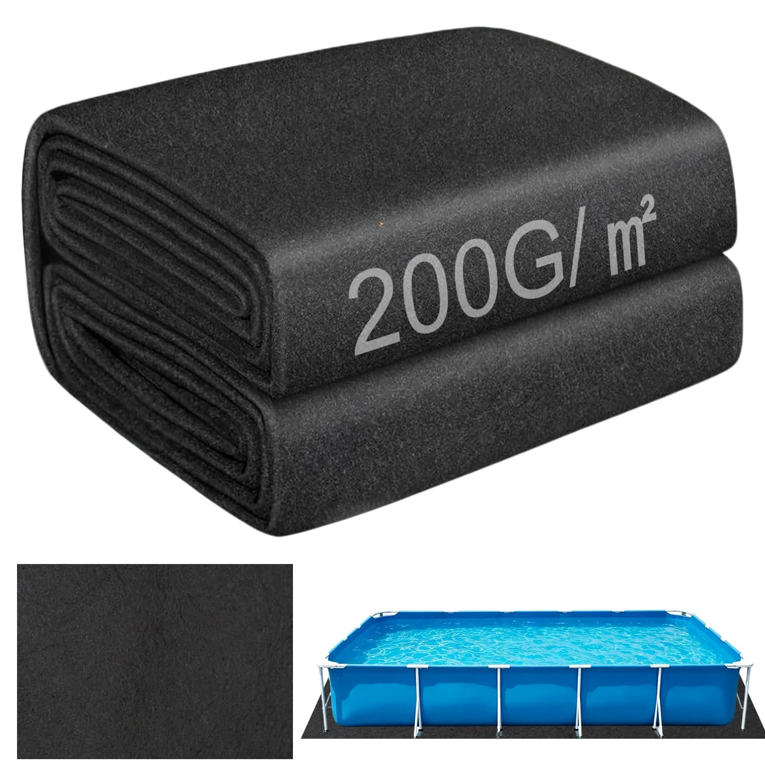 Tapis de Sol Piscine 400 cm x 300 cm Tapis sous Piscines Hors Sol Carré 200g/M ², Antidérapant, Pliable Tapis de Protection pour Piscine Whirlpool Gonflable