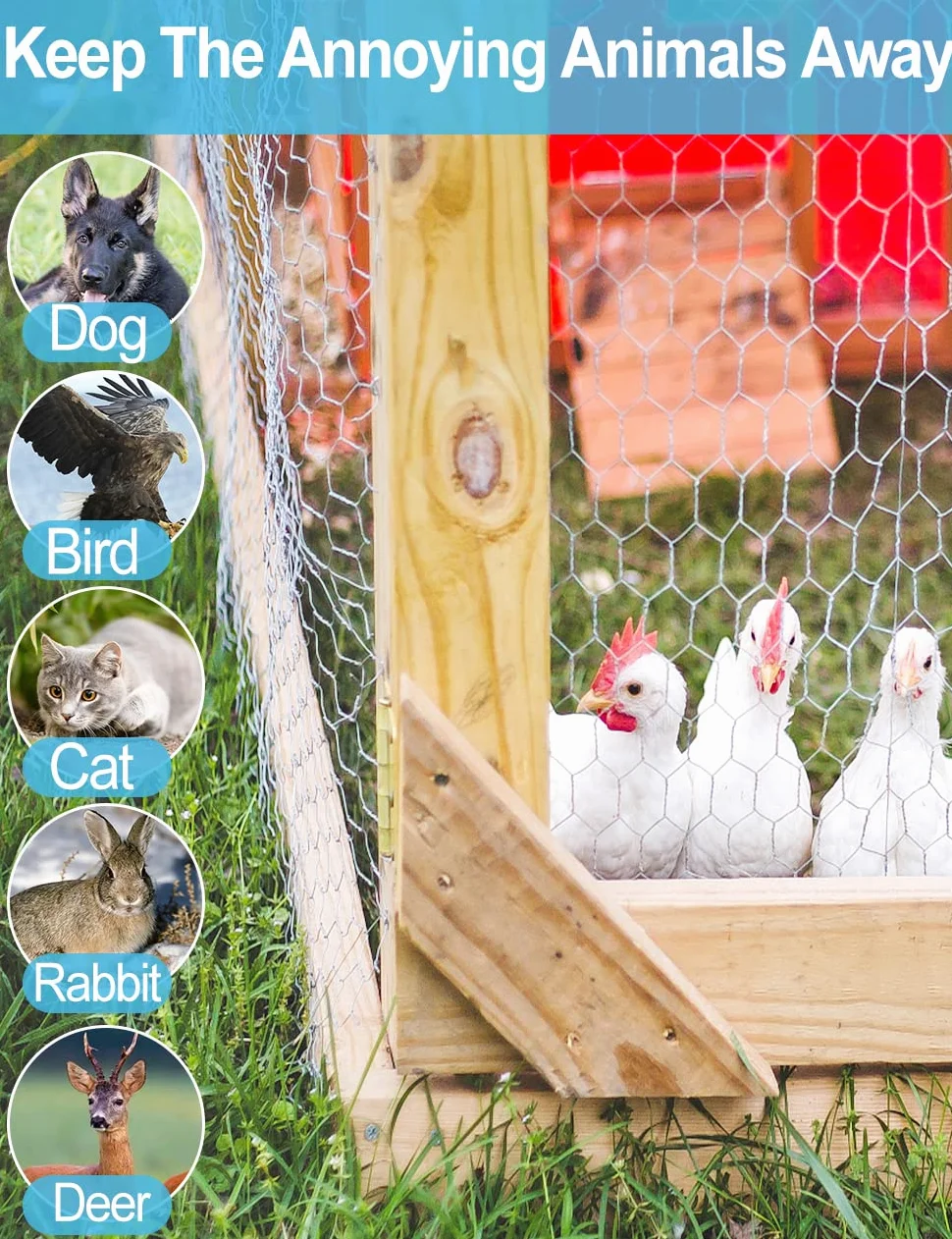 TOYPOPOR Grillage à Poule en métal galvanisé à Maillage Hexagonal, pour clôture de Jardin, Animaux domestiques, Lapins, Poulets - 40 cm x 25 m