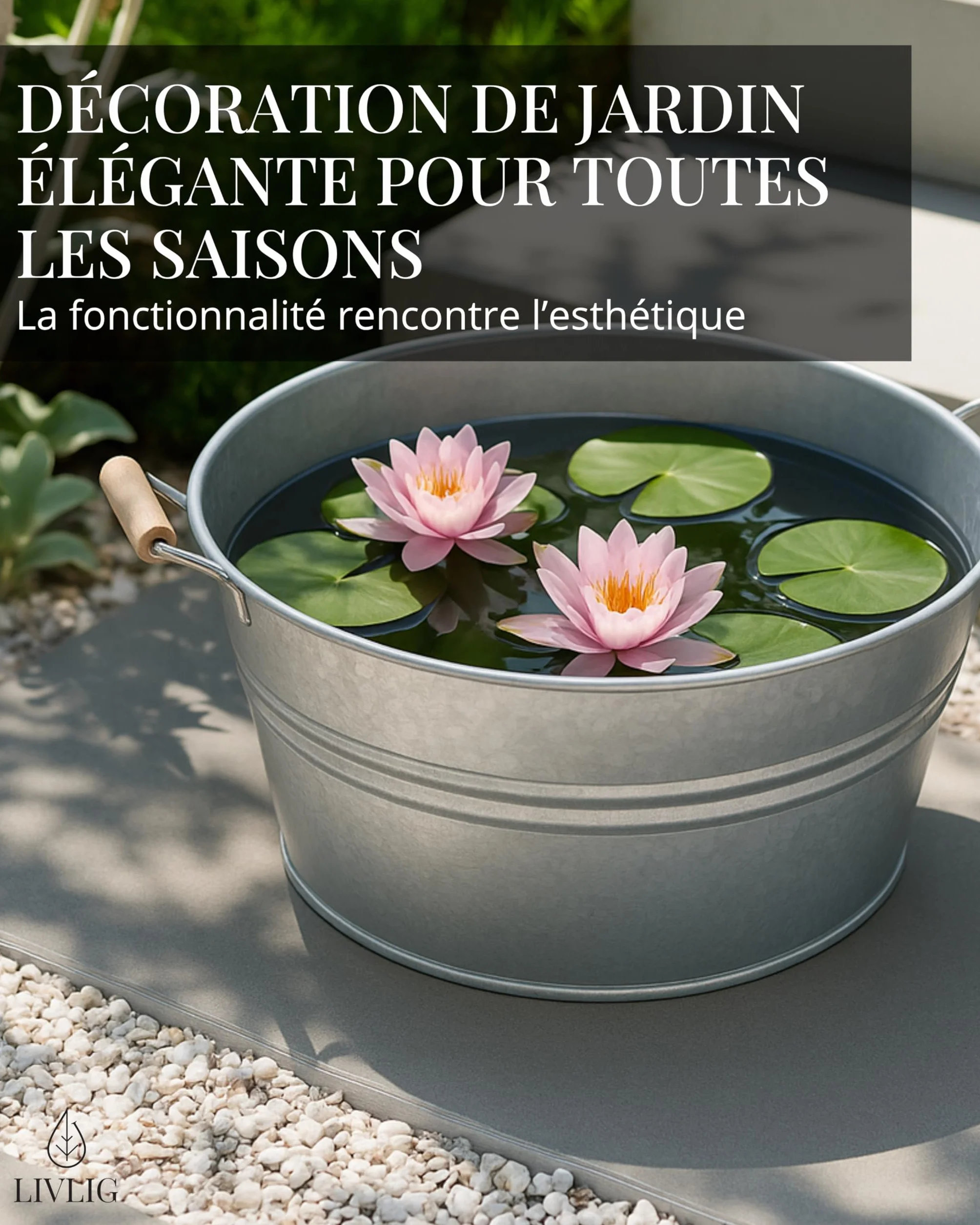 LIVLIG Baignoire en zinc 40 cm 30 l Argenté Jardin
