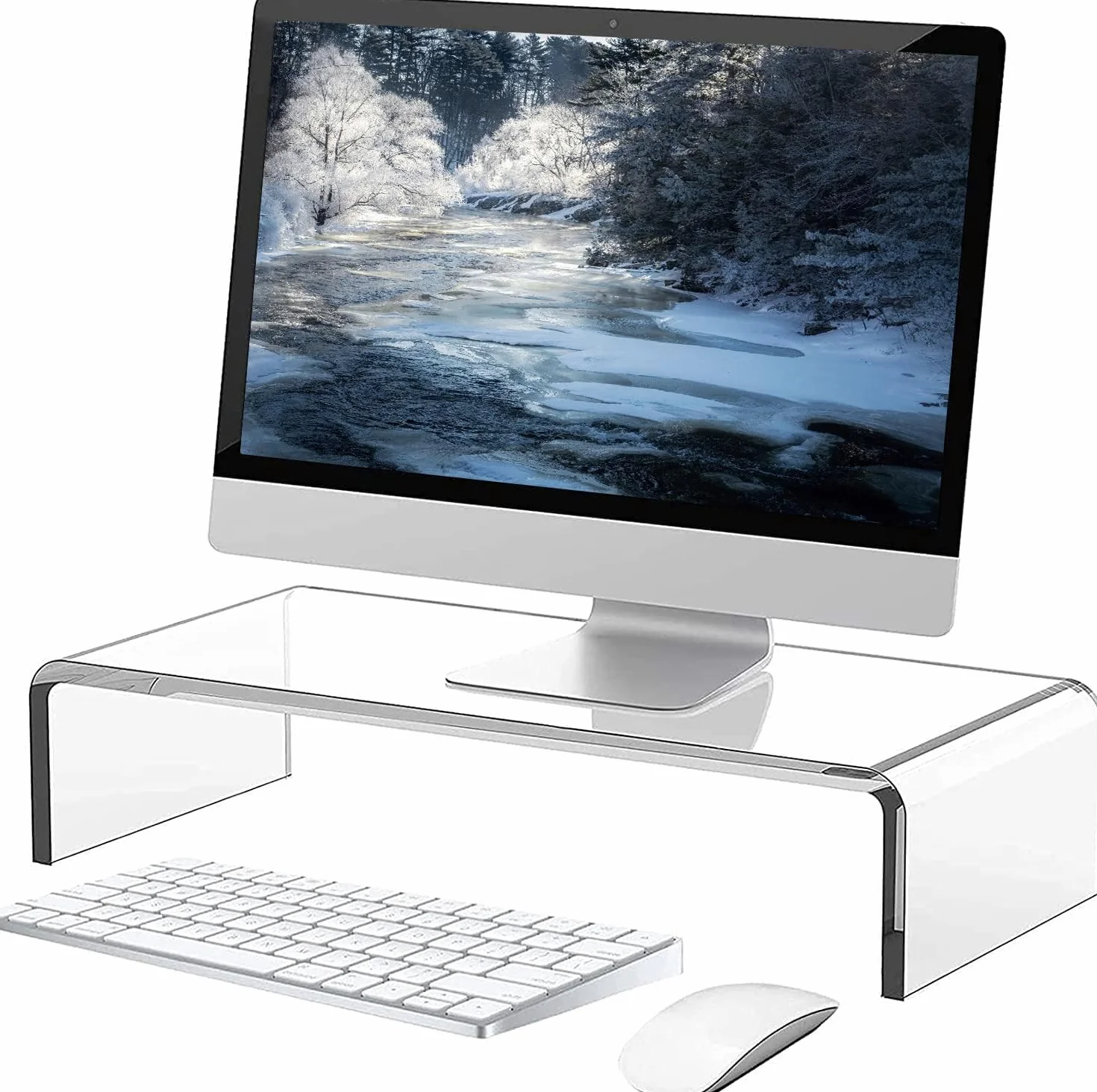 Support de moniteur en acrylique, rehausseur de bureau pour ordinateur portable, 34 x 19 x 10 cm