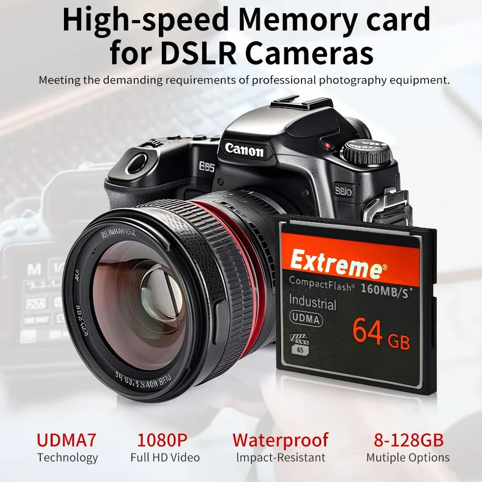 Carte mémoire Compact Flash 64 Go Haute Vitesse UDMA 160 Mo/s Reflex