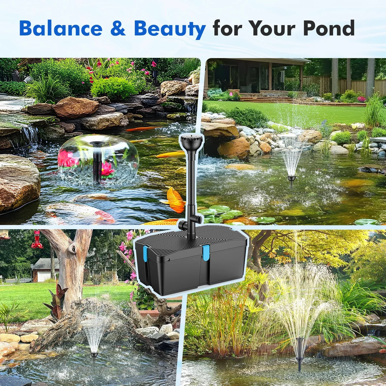 Pompe de bassin 50W avec filtre et kit de filtration immergée