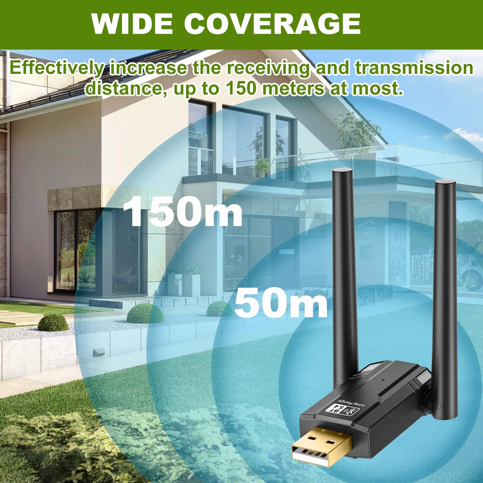 Dongle USB Bluetooth 5.4 pour PC, 150M Clé Bluetooth Plug and Play Windows 11 10 8.1 7