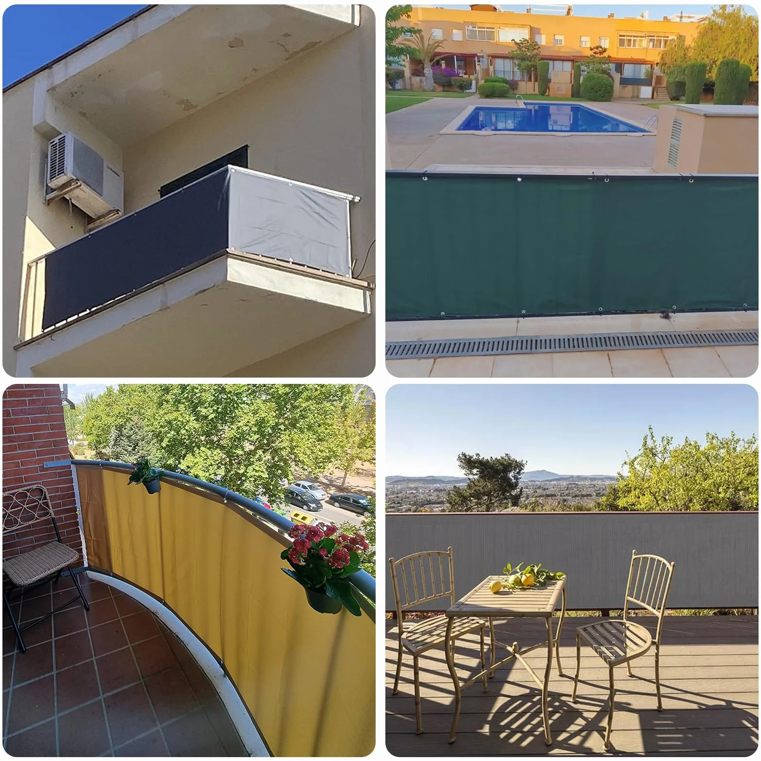 SUNNY GUARD Brise Vue Balcon 100x600cm HDPE Protection Solaire Respirabilité Gris