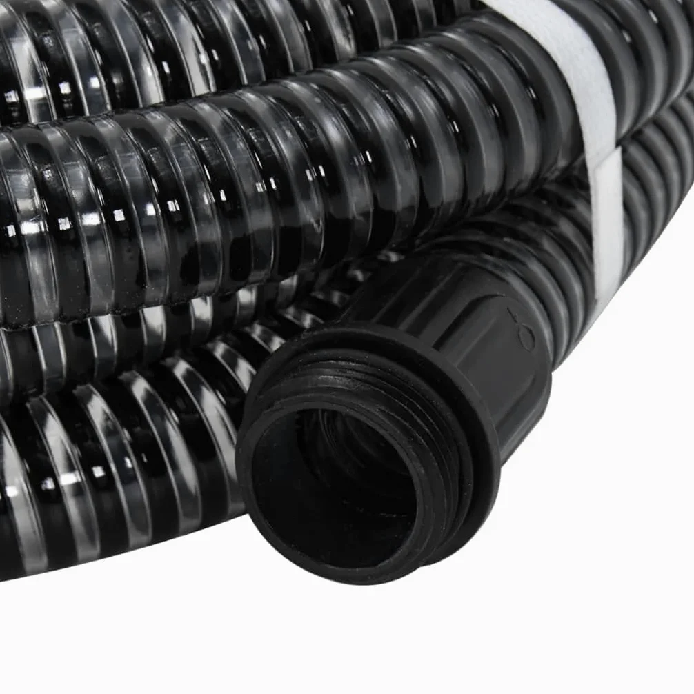 Tuyau d'Aspiration 10 m Noir PVC 1" 25 mm avec Raccords Laiton, Crépine & Clapet de Pied Flottant, Pompe Jardin Filtre Eau Domestique, Pression 6 Bar