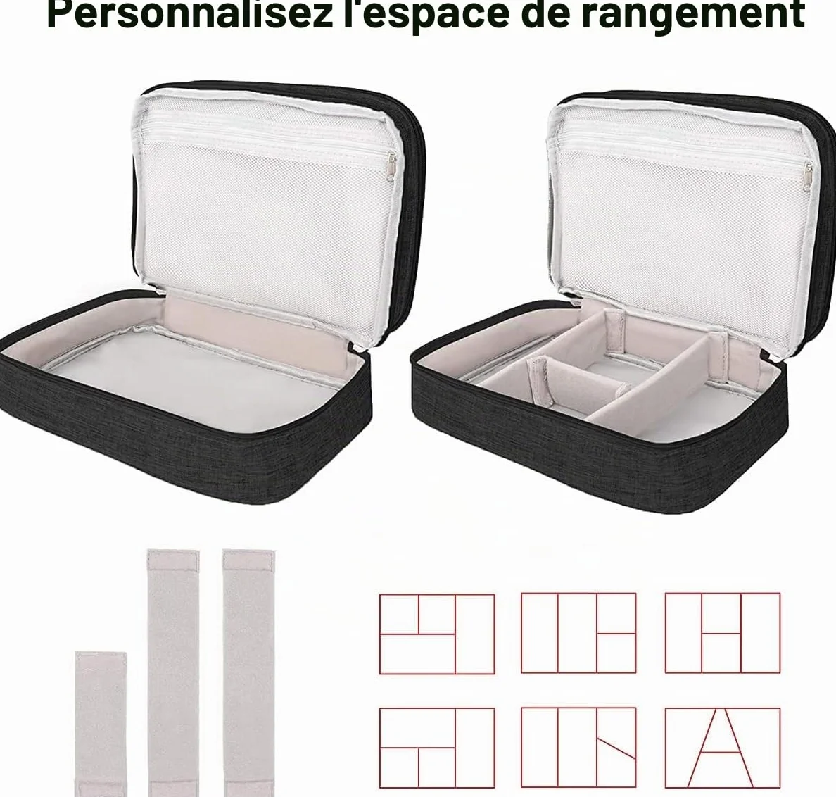 Sac Électronique Multifonctionnel Étanche 3 Couches de Rangement Câble Voyage 28 x 21 x 9 cm