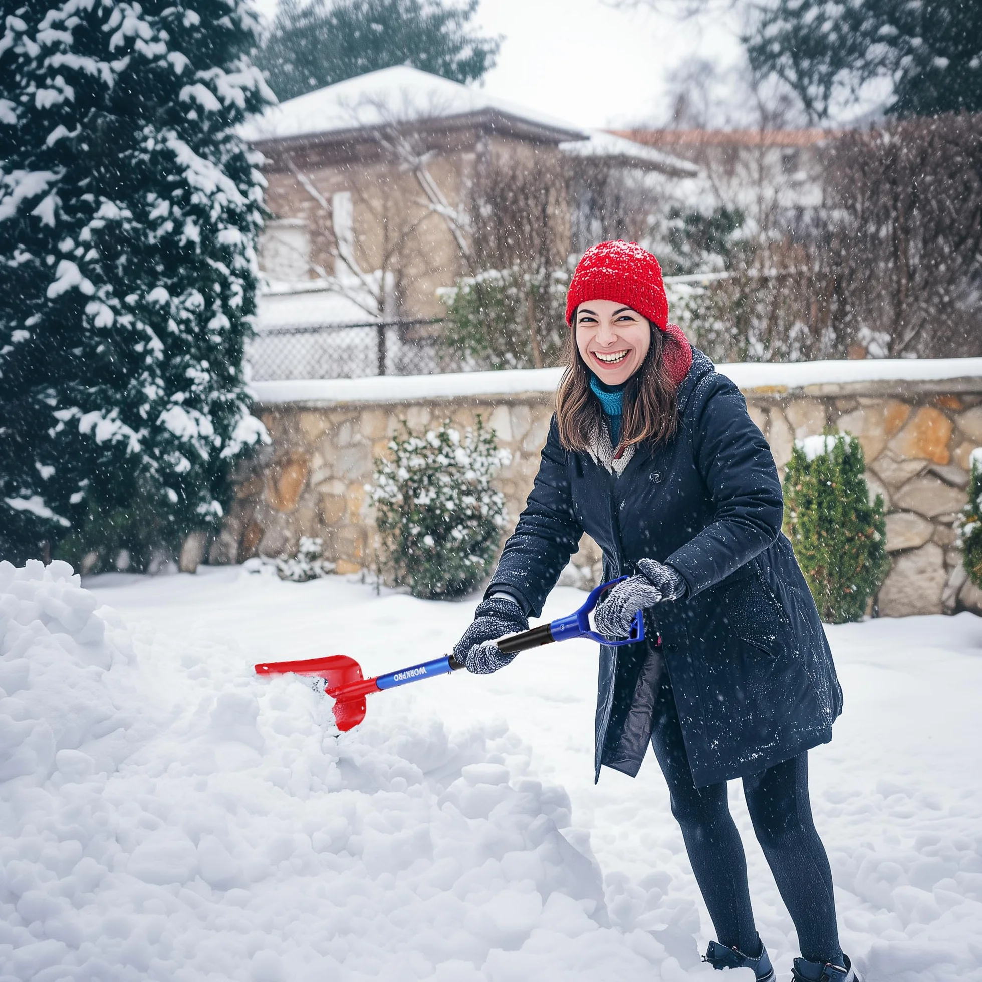 Pelle à Neige en Aluminium Réglable WORKPRO avec Manche Télescopique et Sac de Rangement