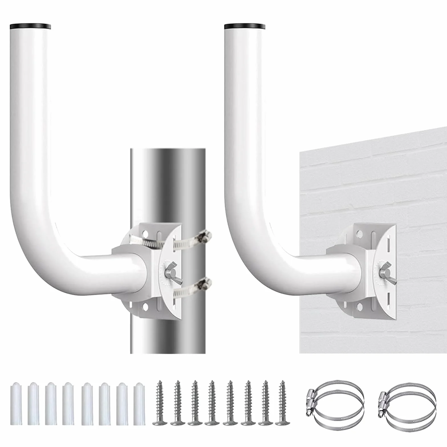 OUKENS Support de Pont sans Fil, 2 pièces Support Mural réglable 150° Acier Inoxydable, Accessoire Montage Poteau J pour Point d'accès AP Extérieur