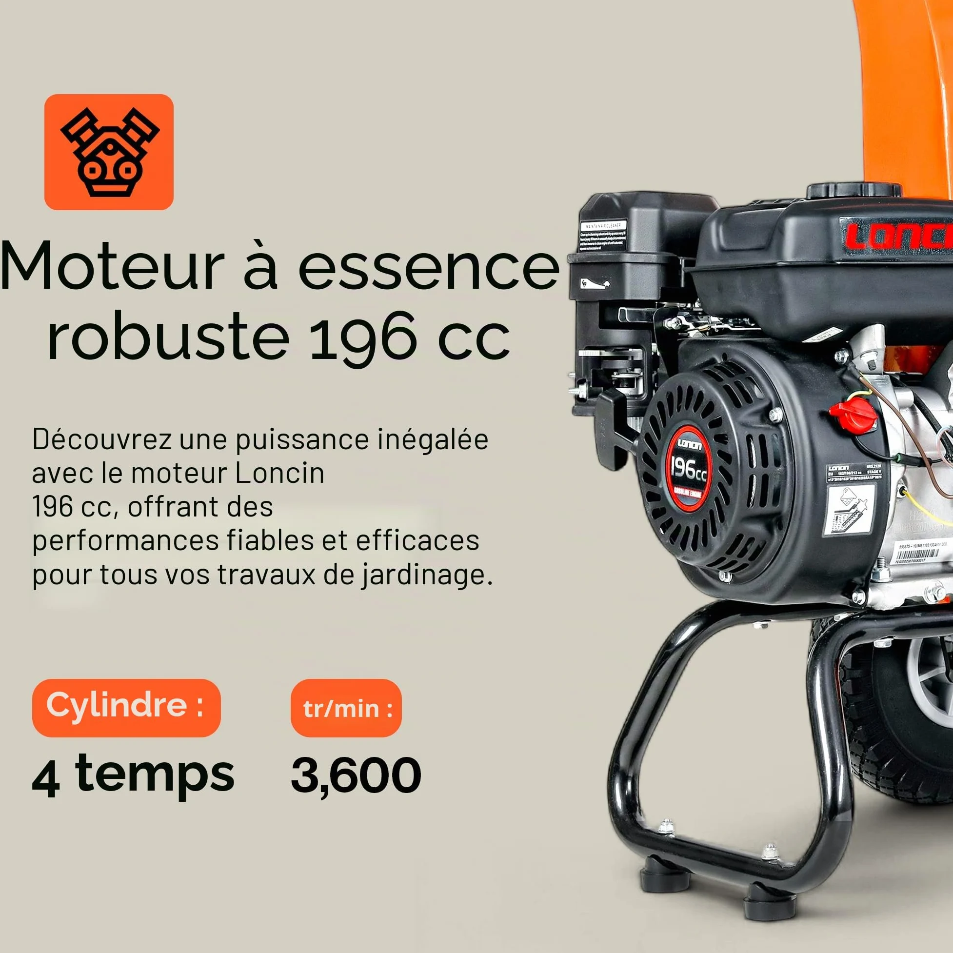 SuperHandy Mini broyeur de branches, 196 cm³, coupe jusqu’à 50 mm | Rapport 15:1; construction en acier robuste pour l’entretien du jardin, l’aménagement paysager et le nettoyage saisonnier