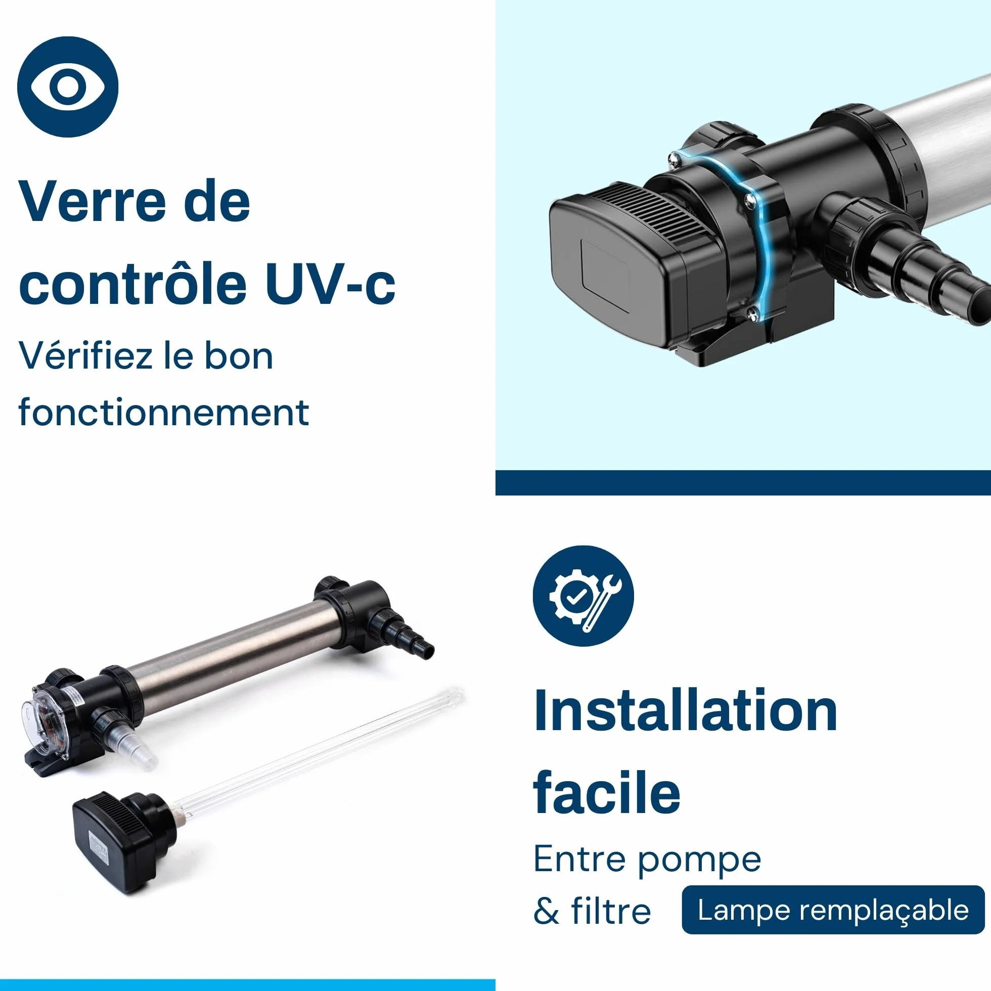 BluClear 18W UV-c Stérilisateur de Bassin, Clarificateur Lampe Anti-algues Robuste