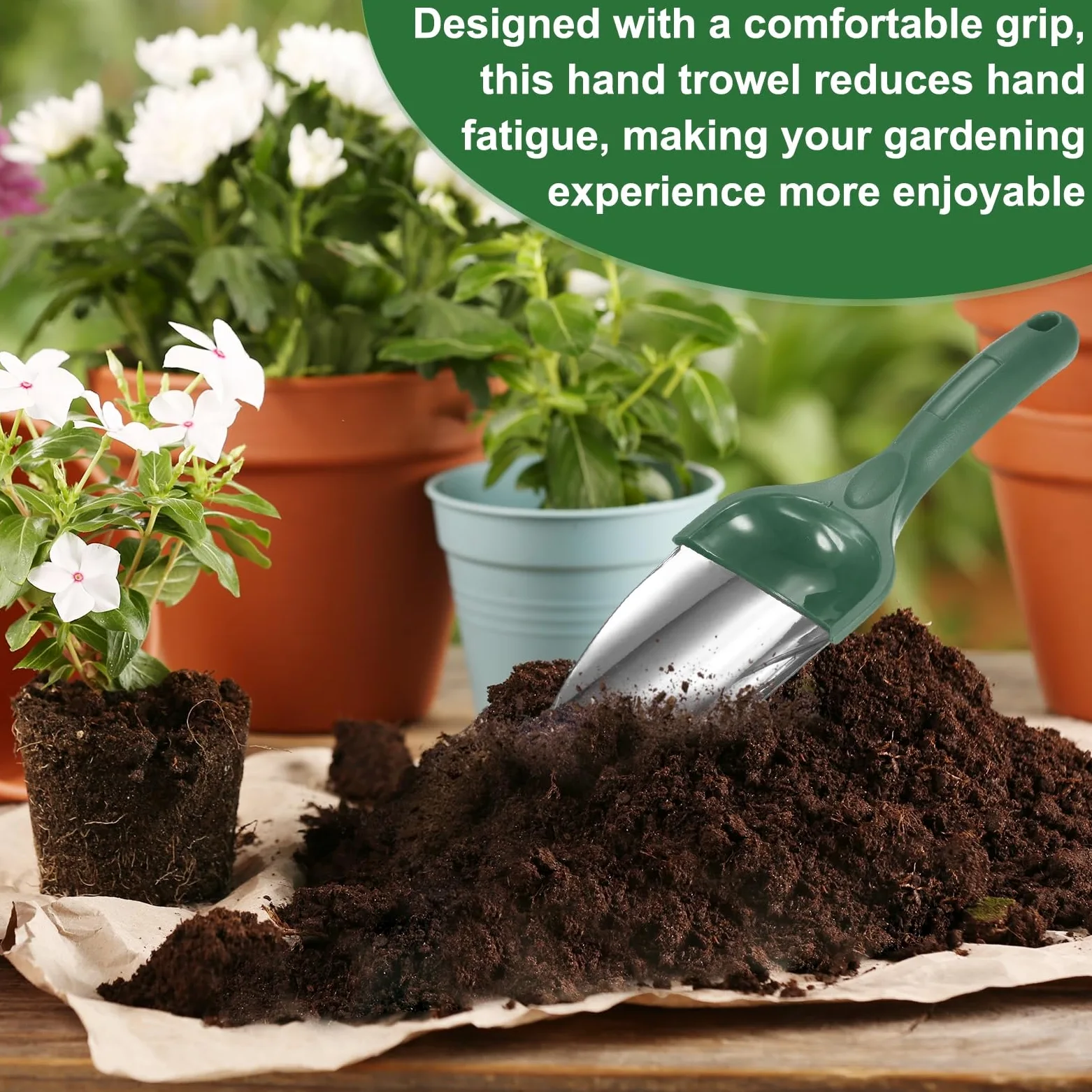 M METERXITY 2-Pack Pelle De Jardin Petite Pelle, 30cm/11.81 inch Outils De Jardinage en Acier Inoxydable pour Creuser, Transplanter, Ameublir Le Sol Et Planter, Manche Ergonomique [Vert]