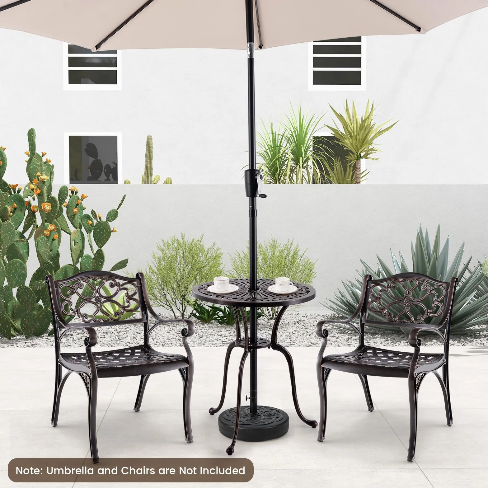 GIANTEX Table de bistrot extérieur fonte aluminium 61 cm trou parapluie coussinets pieds réglables