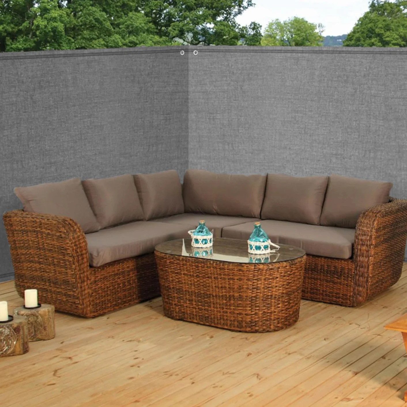 Brise Vue renforcé 1,5 x 10 M Gris Clair 220 GR/m² Luxe Pro