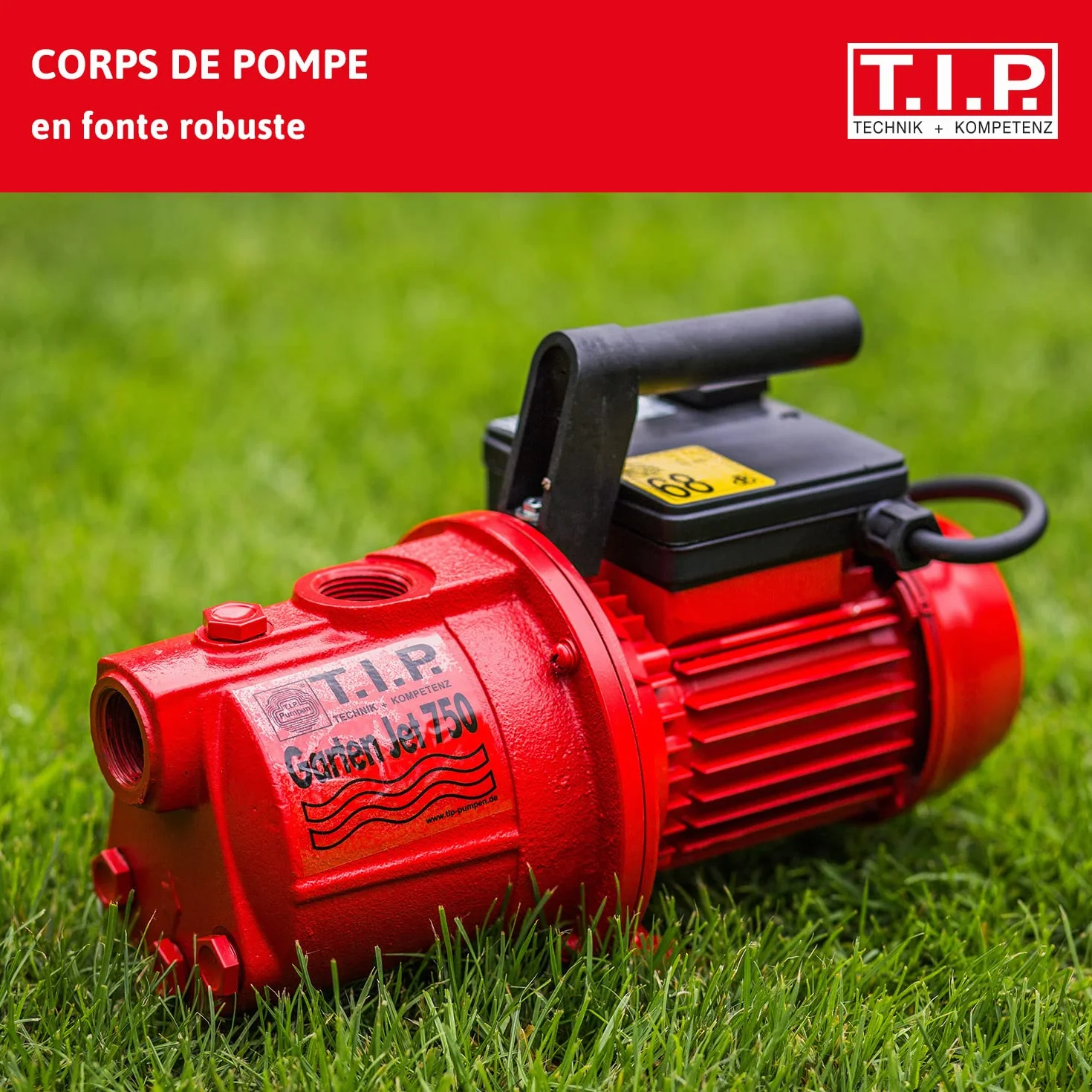 T.I.P. Pompe de Jardin Fonte Massive 750 2800 l/h 42 m 600 W Rouge Noir