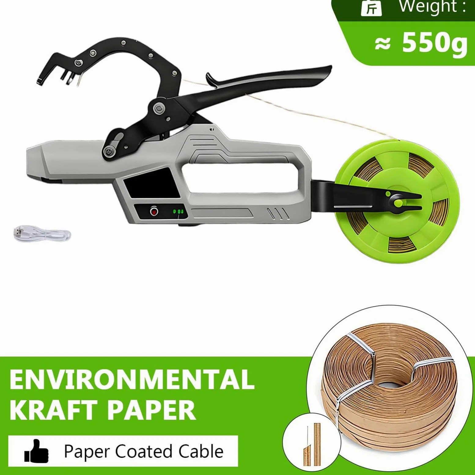 Outil de fixation sans fil pour plantes avec 2 fils, faisceau max 45 mm, pour jardiniers, agriculteurs, économise du temps