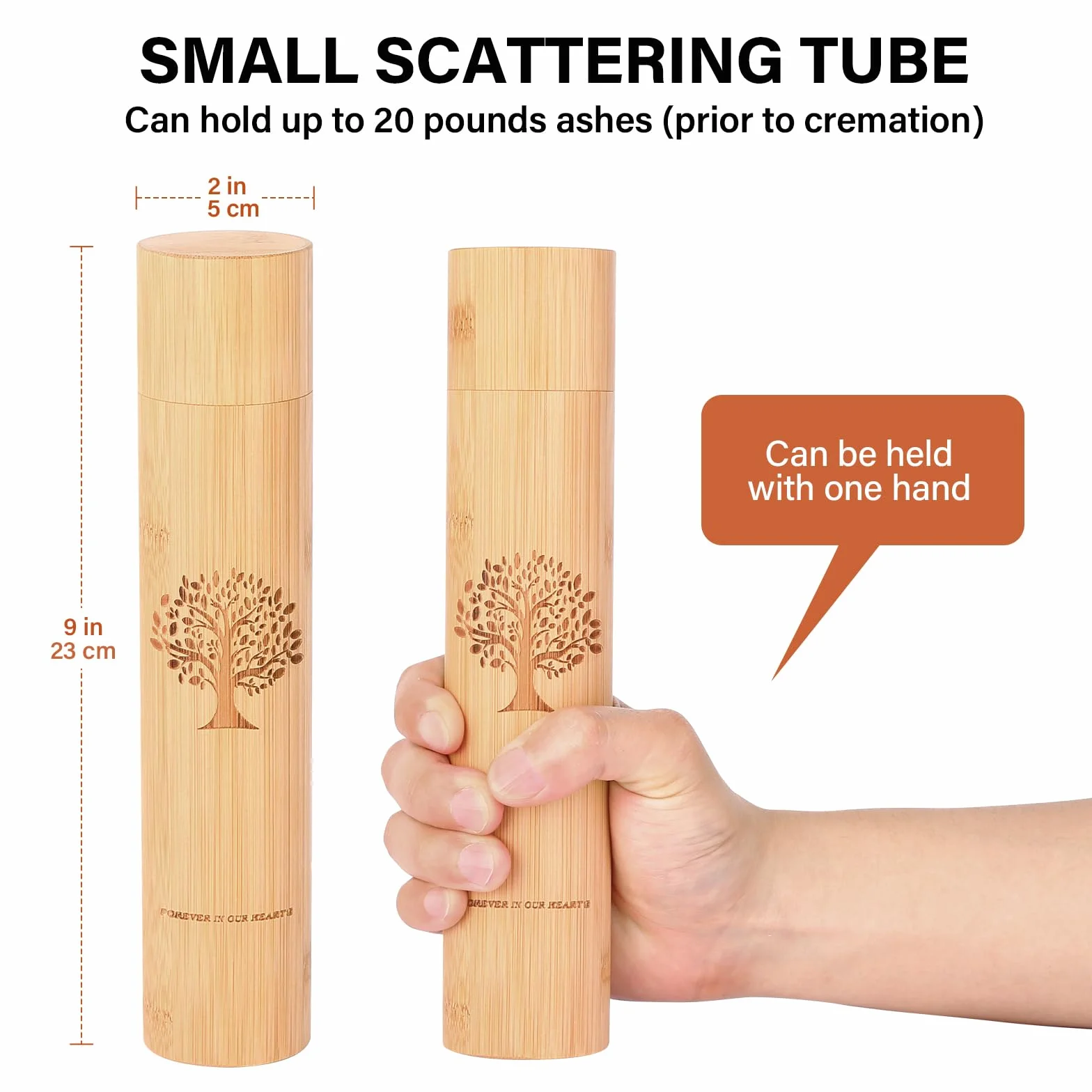 Urnes biodégradables en Bambou Petites 9x2 pouces pour Cendres humaines Tubes d'urne à Diffusion Arbre de Vie 2 pièces