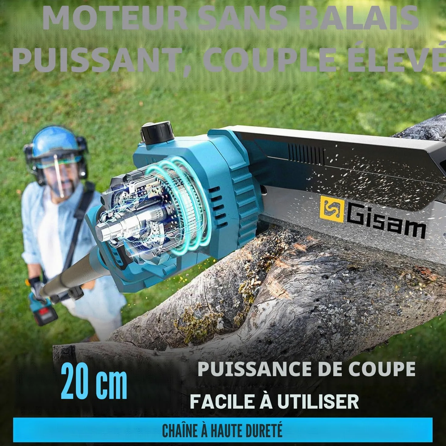 TronçOnneuse 8 Pouces Et Taille-Haie Sans Fil, Ensemble D'Outils De Jardinage 4-En-1, Avec 2 Batteries De 4,0 Ah, Rallonge Jusqu'à 4,2 M, Moteur Sans Balais, Taille-Haie éLectrique, Scie à Branches