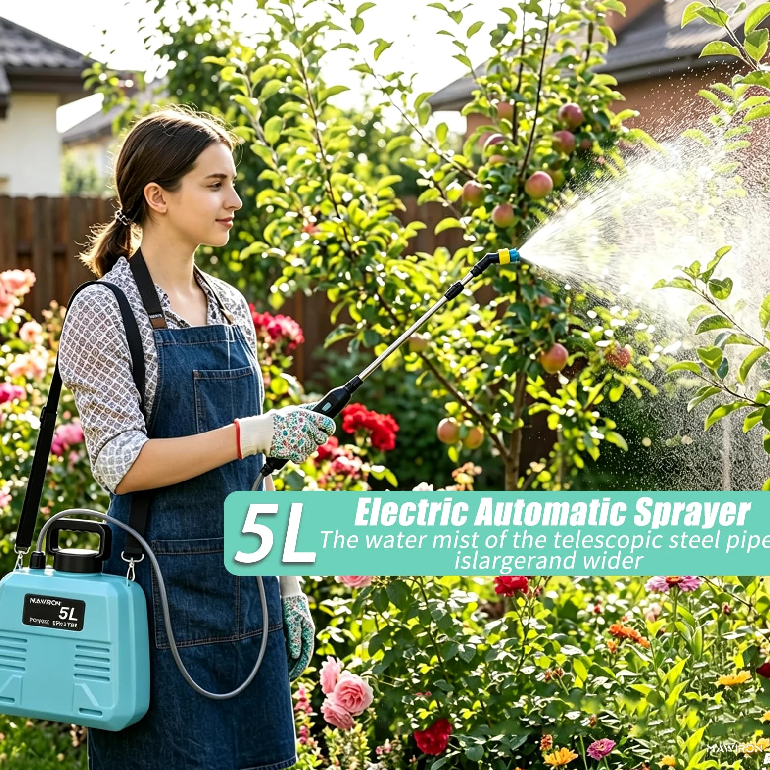 Pulvérisateur électrique à pression de 5 l avec buses pour le nettoyage par pulvérisation des plantes de jardin