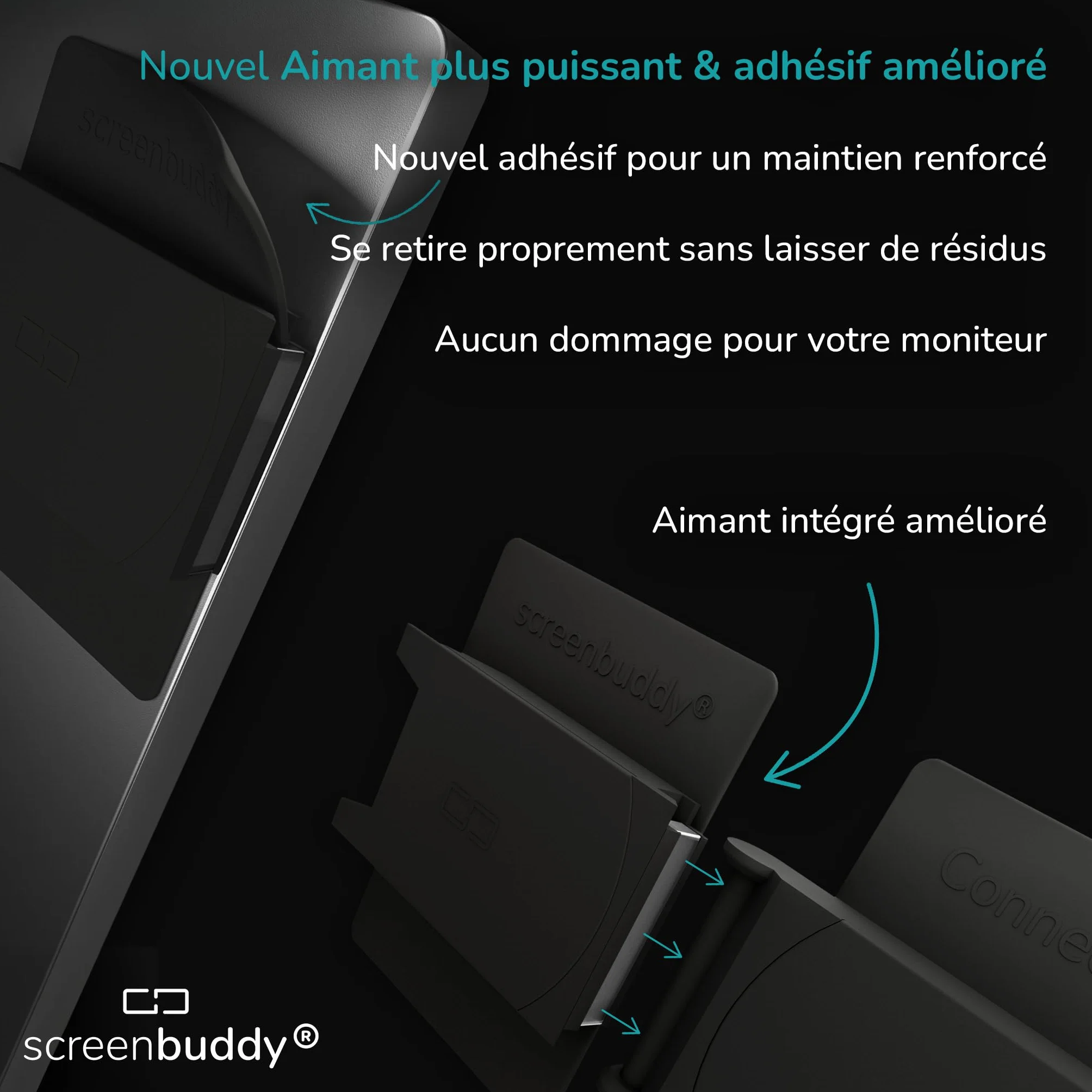 Set de 2 Connexion magnétique pour écrans avec Fonction Smart-Lock, Accessoires innovants pour Ordinateurs/Jeux, Made in Germany
