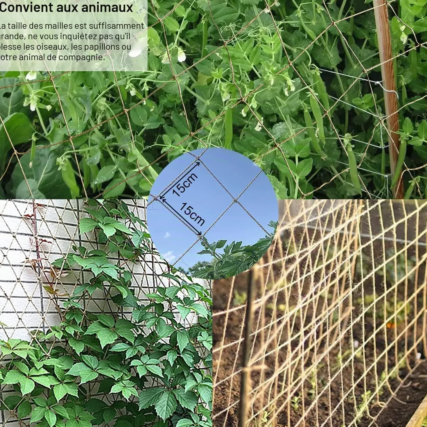 Filet de Jute 2m x 10m pour Soutien des Plantes - Treillis Écologique Biodégradable Compostable pour Jardin