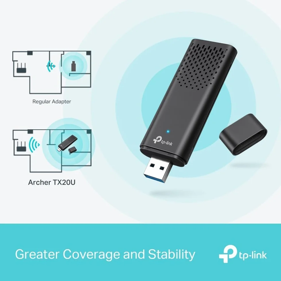 TP-Link Archer TX20U Clé WiFi 6 AX1800 USB 3.0 Bi-Bande 2.4G/5GHz MU-MIMO WPA3