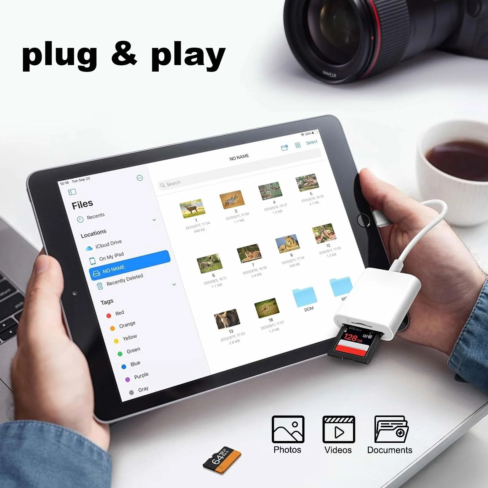 Lecteur de Carte SD pour iPhone iPad, Lightning Adaptateur SD Micro SD