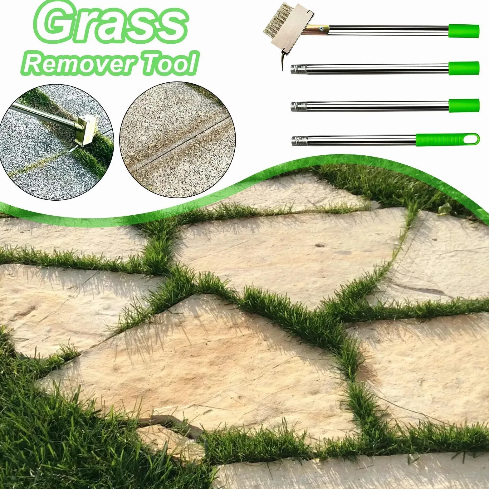 Extracteur d' , outil de nettoyage de joints haute performance, mousse et | Grattoir à herbe, outil de désherbage de jardin pour terrasse, patio, trottoir, allée, nettoyage de pavés en béton, long