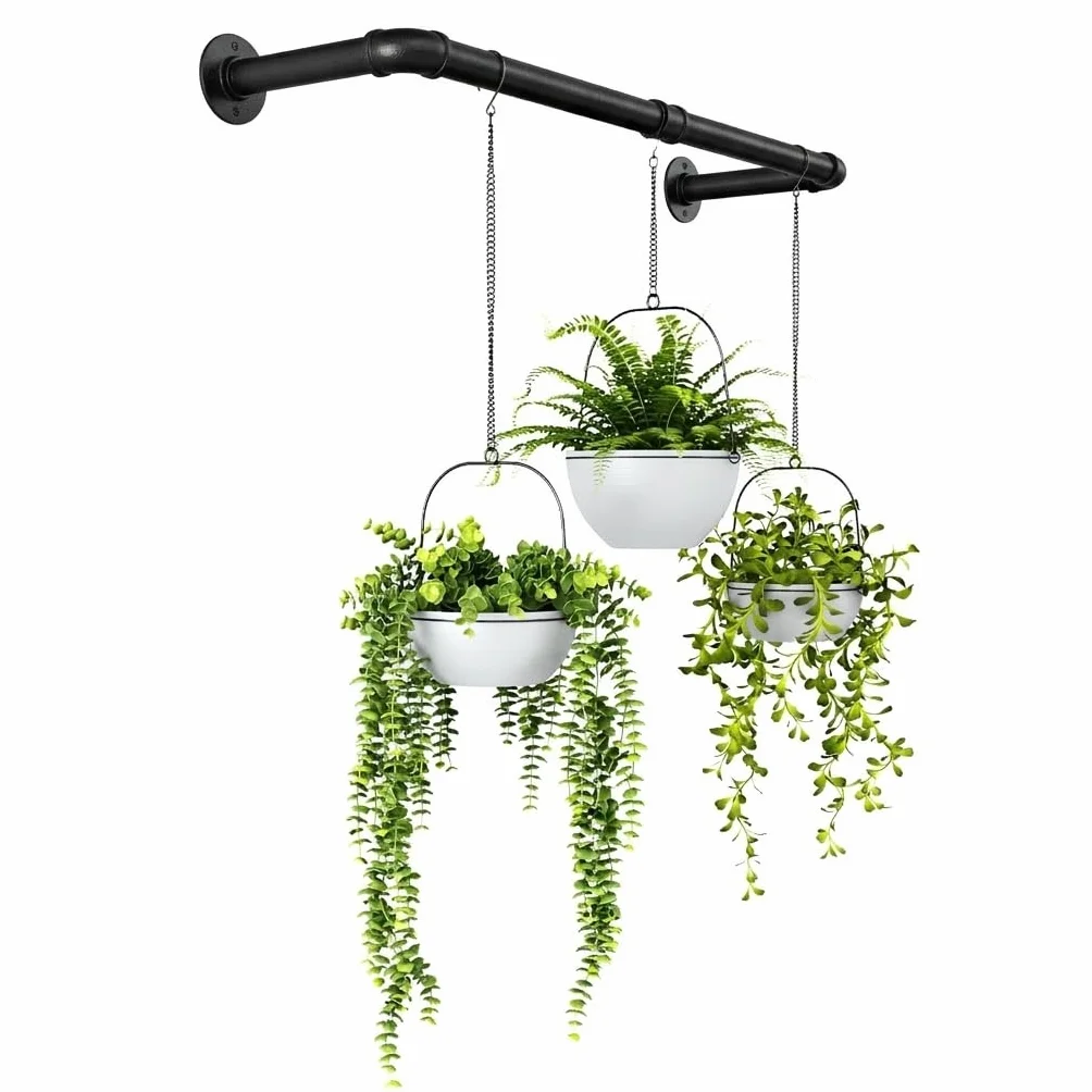 Bamworld Porte-Plantes Suspendues 92 cm Tringle Murale Métal