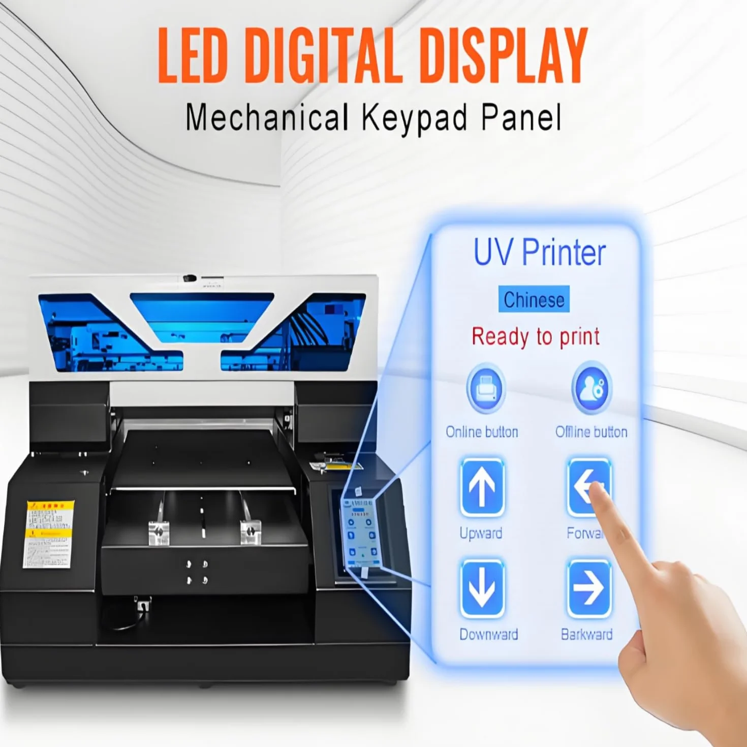 Imprimante Multifonction A3 UV Automatique à Plat A3 UV19, Noir, USB 2.0, 2880 x 1440 DPI, PVC Verre Bois