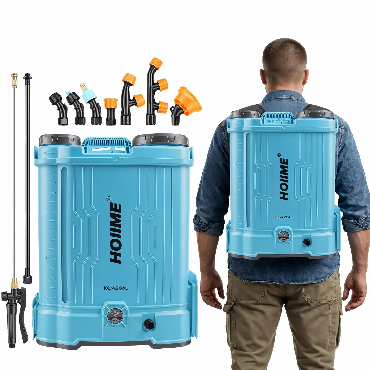 Pulvérisateur à Pression sans Fil 16L Pulvérisateur de Jardin, 7 Buses Pulvérisateur à Plantes Électrique 100PSI Résistance de pulvérisation réglable, Compatible avec les batteries Makita 18V