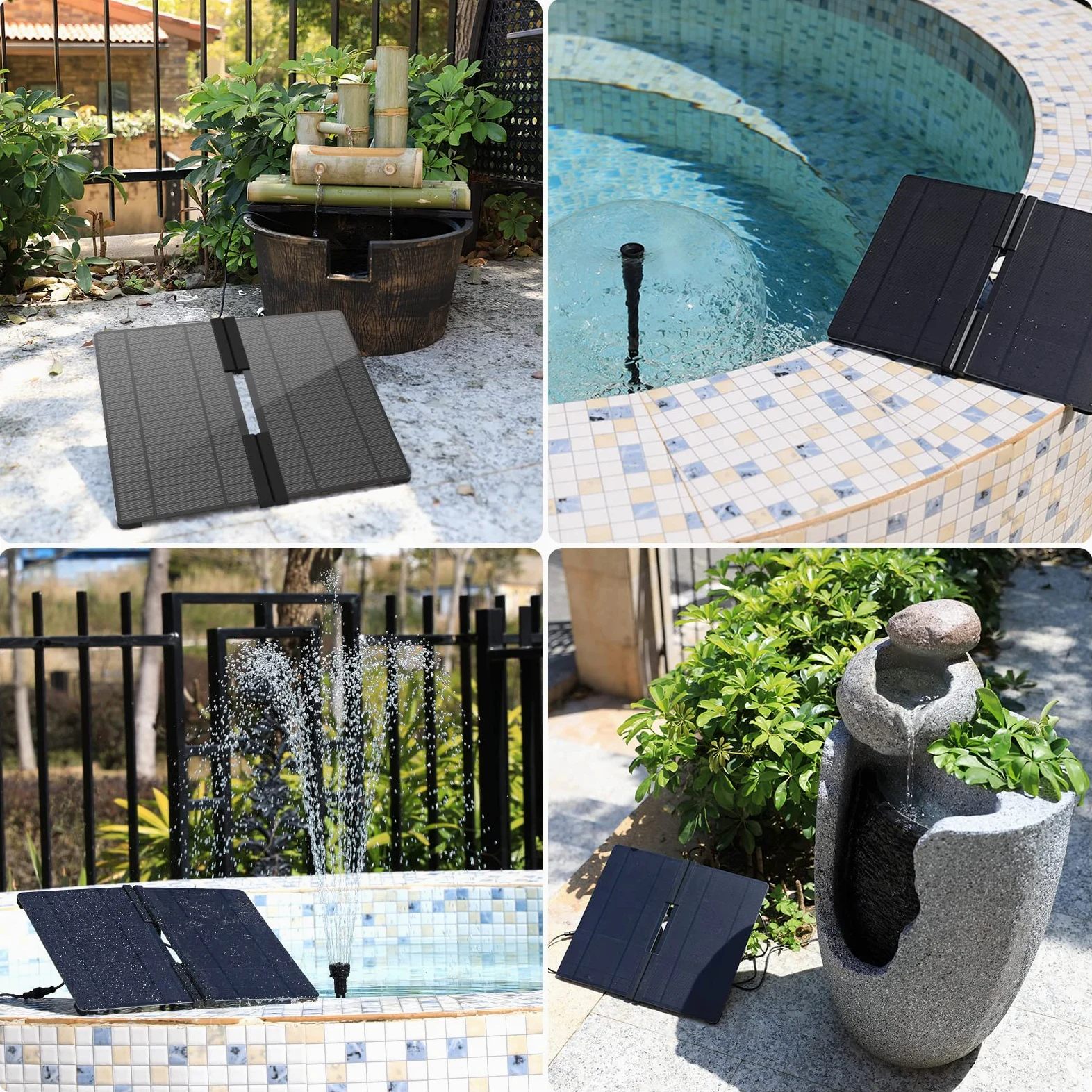 AISITIN Fontaine Solaire DIY 20 W | Pompe avec 6 Buses pour Jardin Étang Jeu d'Eau