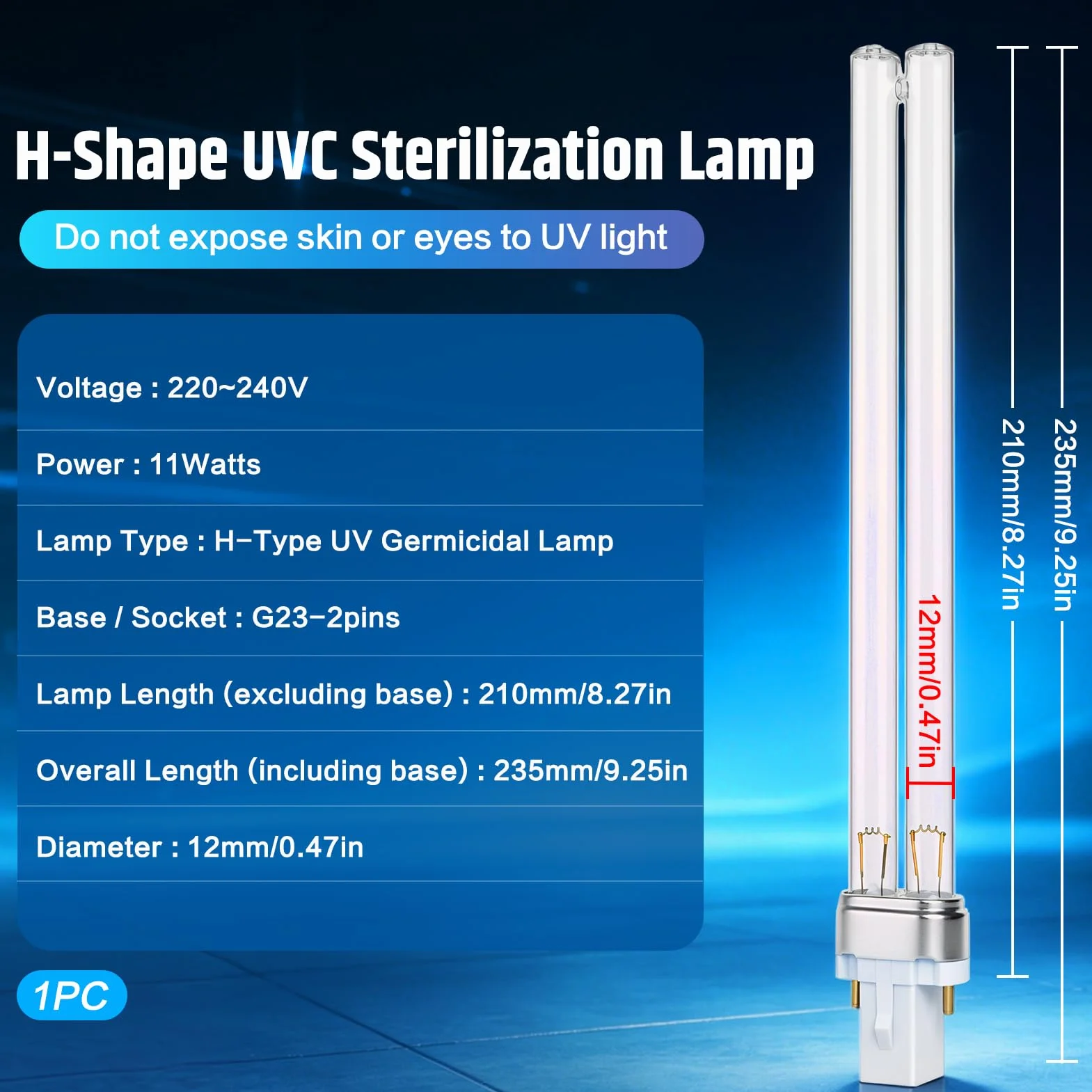 Ampoule UV-Desinfektionslampe 11W G23 pour Bassin Aquarium Filtre, Remplacement Désinfection Eau Anti-Algues