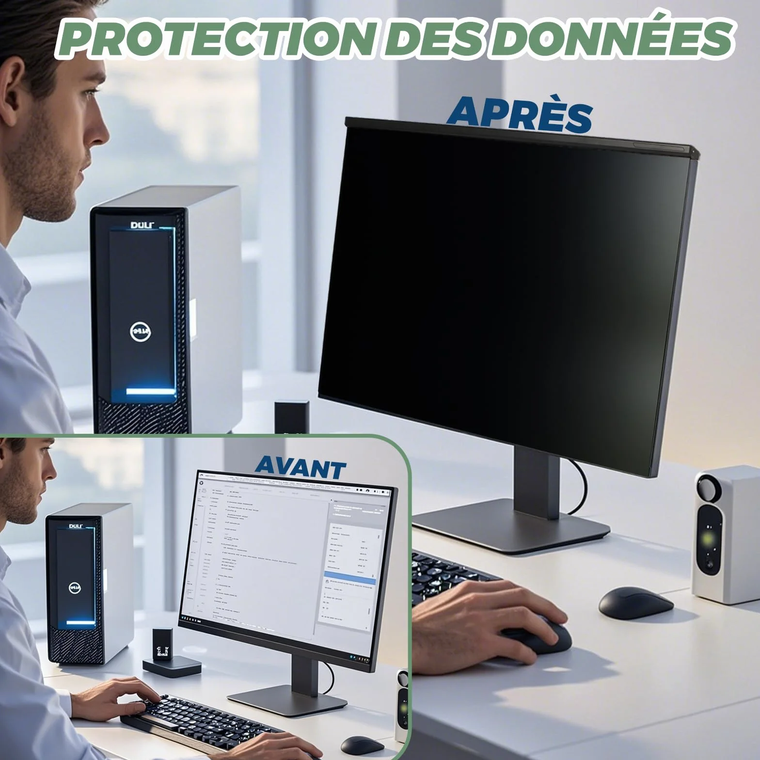 Filtre de Confidentialité Amovible 27 Pouces 16:9 Anti-Reflet HD Anti-Éblouissement Anti-Lumière Bleue pour Moniteur 61,3 x 36,9 cm