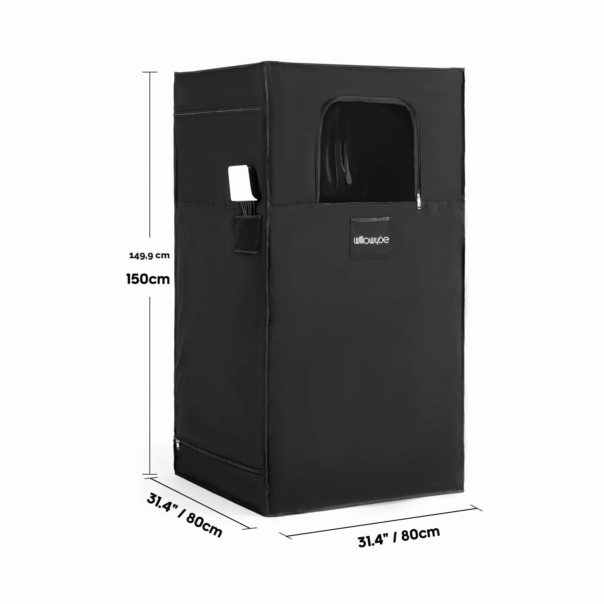 WILLOWYBE Sauna Infrarouge Portable avec 6 Plaques Chauffantes, Coussin Chauffant Pieds et Lumière LED