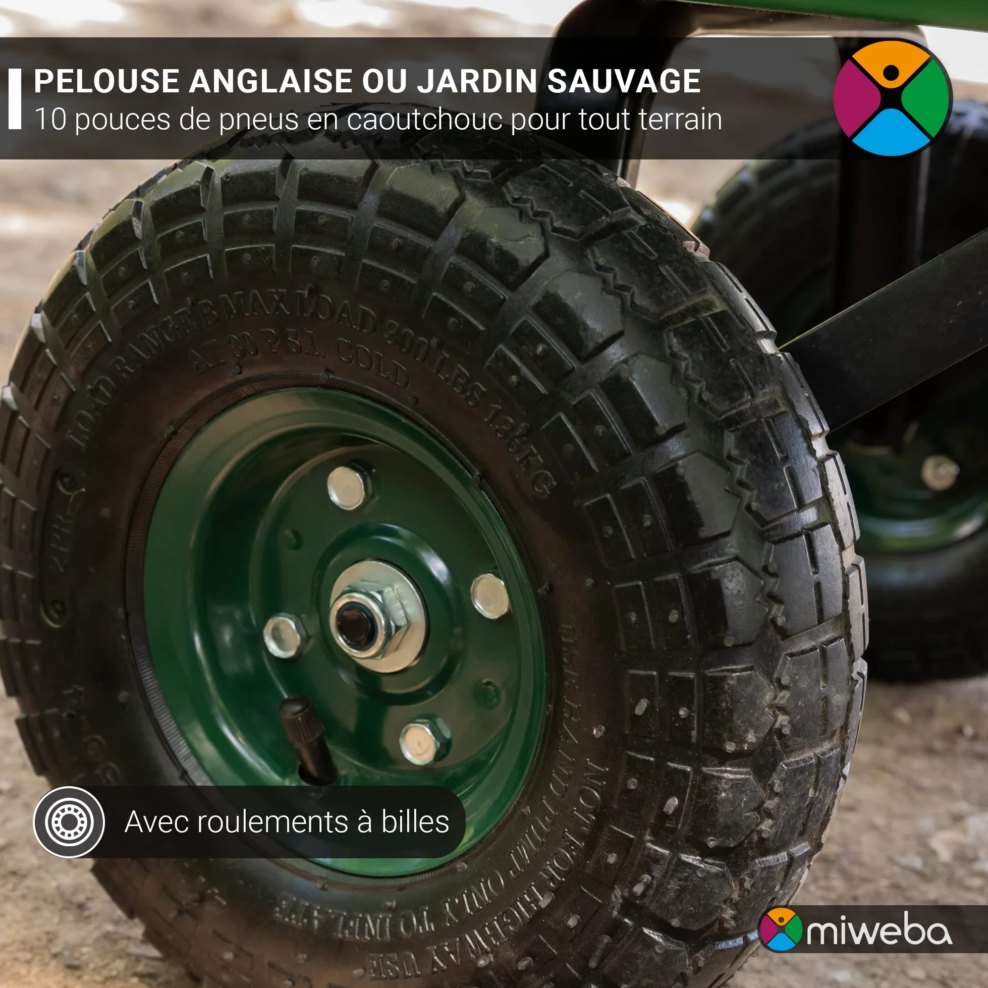 Miweba Chariot de Transport Dumper | Capacité 300 kg - Bac en PP - Basculement - Chariot à Main - Attelage - Essieu Directeur - Pneus gonflables - Brouette - Chariot de Jardin (Gris) | Fonction basculante - Volume 75 l - Diable - Brouette - Chariot de tra