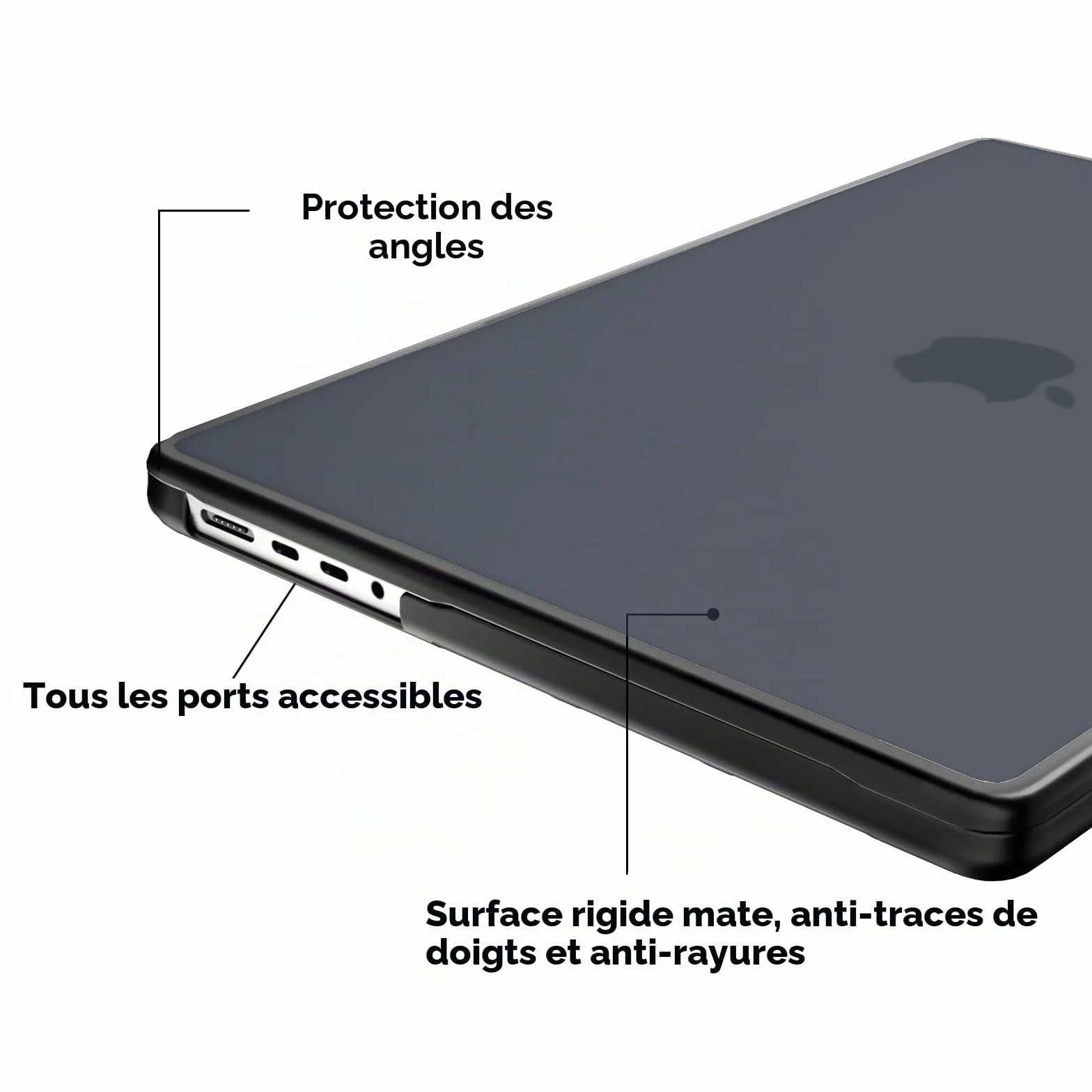 Coque Anti-craquage MacBook Pro 14 Pouces M5 M4 M3 M2 M1 Pro/Max TPU Noir PC Rigide