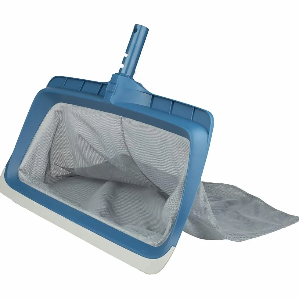 Blue Line Épuisette de Fond Raclette pour Piscine Filet Résistant Nettoyage Débris Feuilles Bleu Taille Standard