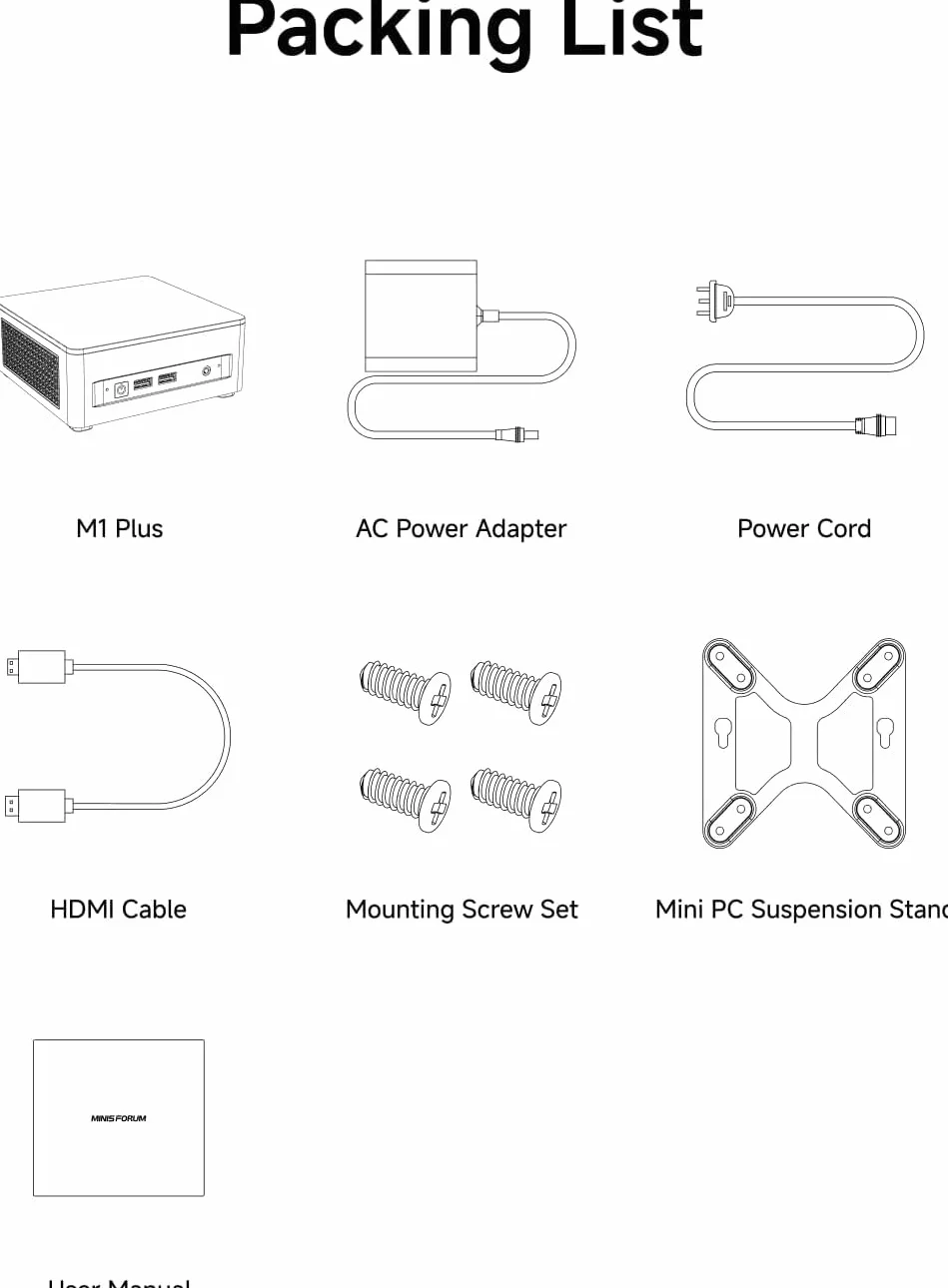 MINIS FORUM Mini PC M1 Plus Intel Core i5-12600H 16GB DDR5 512GB SSD Triple 4K Display Wi-Fi6e BT5.2