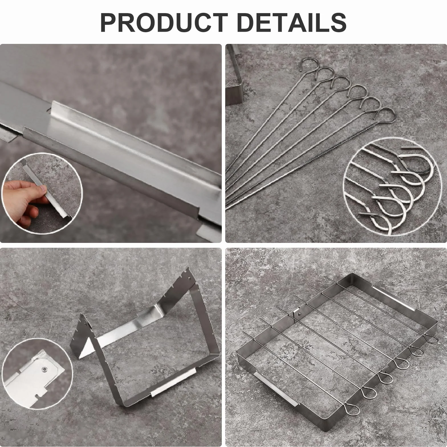 Brochettes à Viande Lot de 6 avec Support pour Barbecue et Accessoires