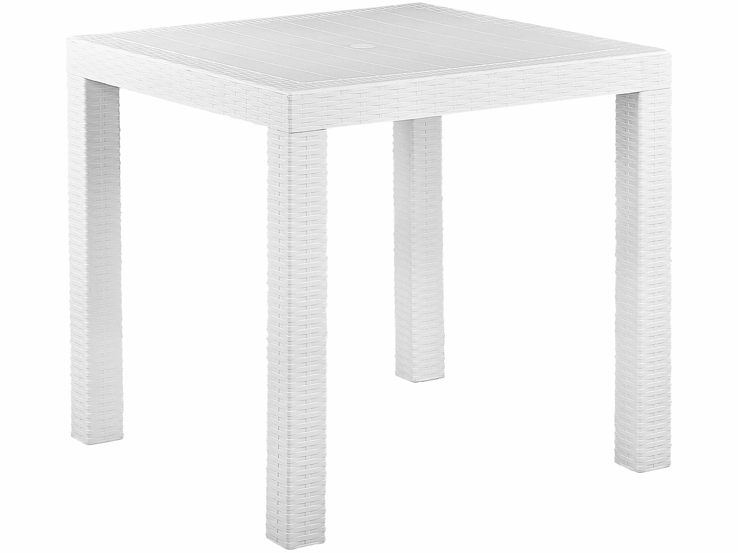 Beliani Table d'Extérieur Carrée 80 x 80 cm Blanche Effet Rotin pour Jardin ou Terrasse