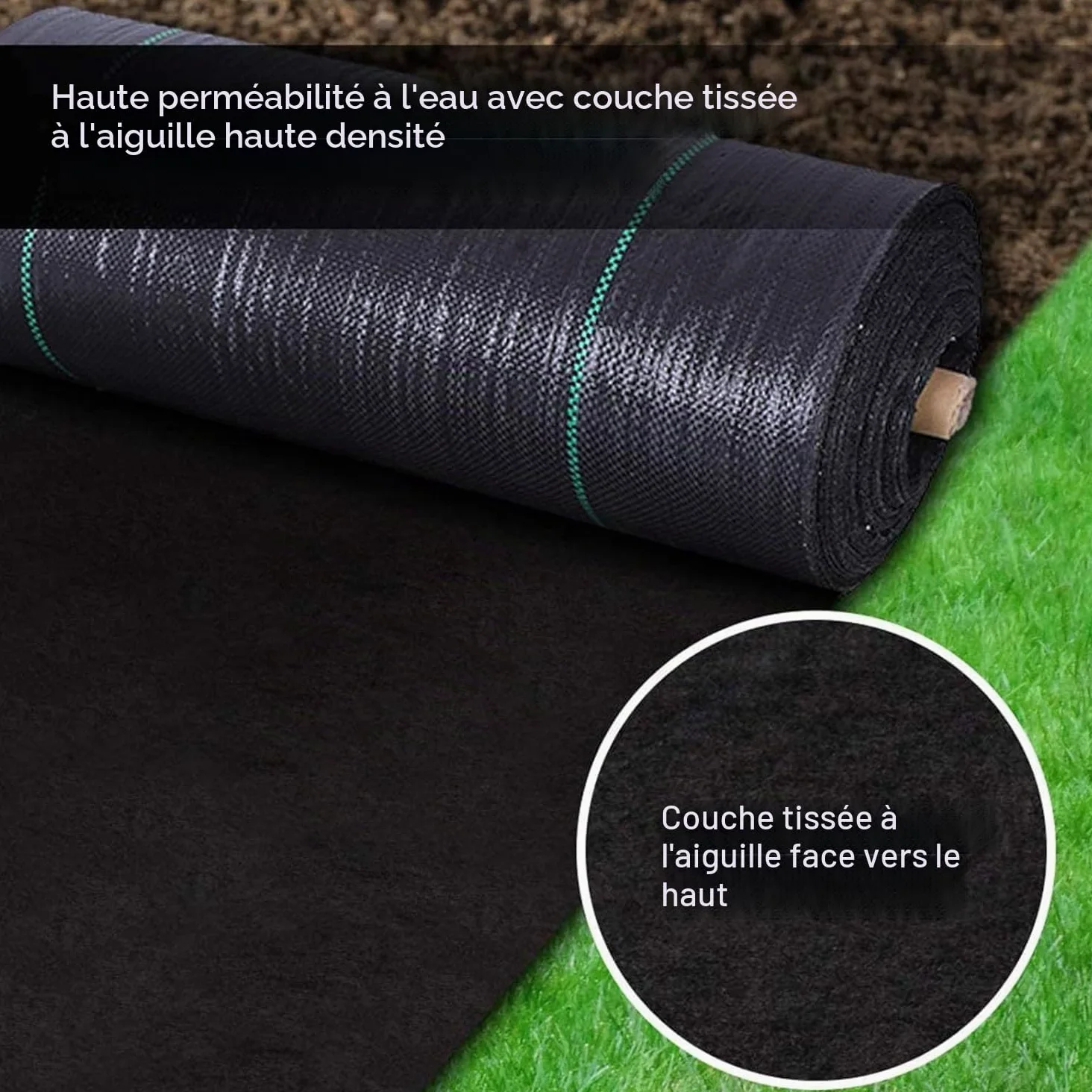100m² de Toile Anti-Mauvaises Herbes perméable à l'eau, 90g/m² Toile de Paillage indéchirable, Geotextile, Résiste Rayons UV, 4m x 25m