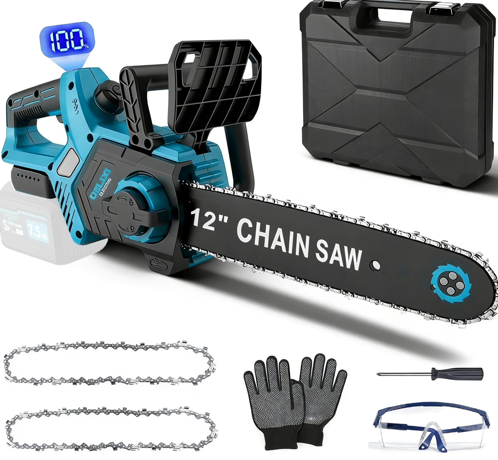 Tronçonneuse à chaîne électrique compatibles avec Makita 18V | 30 cm (12 pouces) Tronçonneuses électriques, moteur sans balais 1000W Tronçonneuse à chaîne électrique, scie à chaîne 30 cm