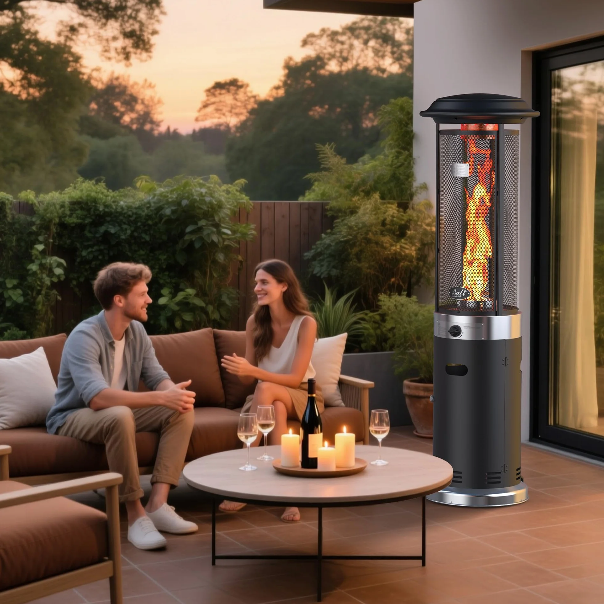 BALI OUTDOORS Chauffage de terrasse 11KW gaz extérieur mobile avec housse de pluie