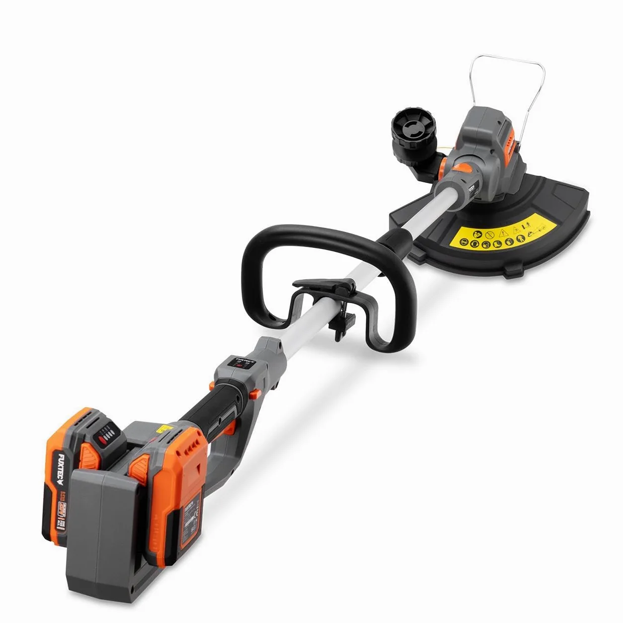 FUXTEC Coupe-Bordures sans Fil FX-E2RTSET • système de Batterie 2x20V • Largeur de Coupe 30 cm • Manche télescopique 138,5 à 173,5 cm 8 000 TR/Min • Arceau de Protection des Plantes