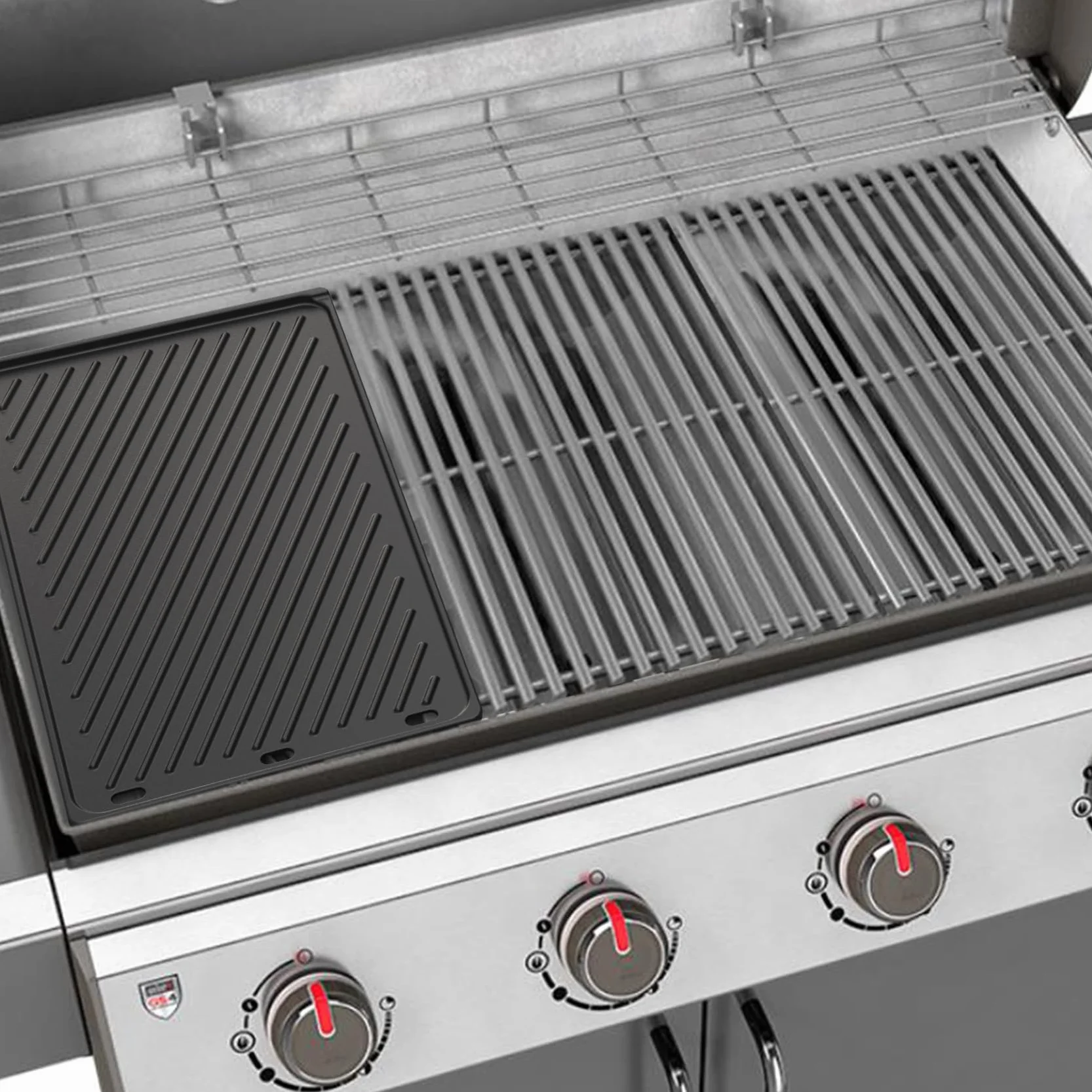 onlyfire Plaque de Cuisson Réversible 47 x 28 cm pour Barbecue à Gaz Weber Genesis II 400 LX400 - Fonte Plancha BBQ