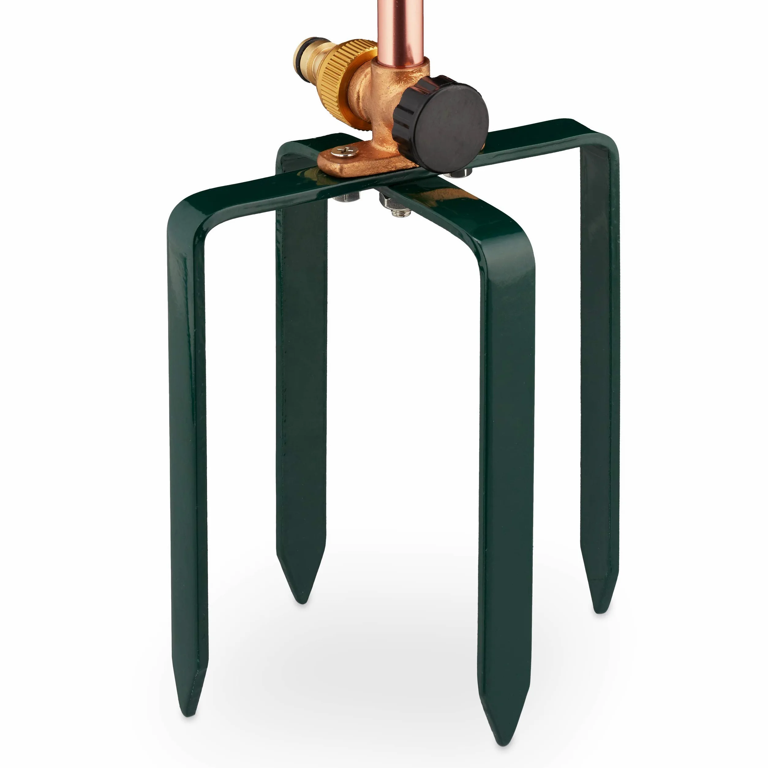 Relaxdays Arroseur de Jardin, Jeu d’Eau de pelouse, Design en Spirale, avec Piquet, 2 en 1, déco, cuivré-Vert